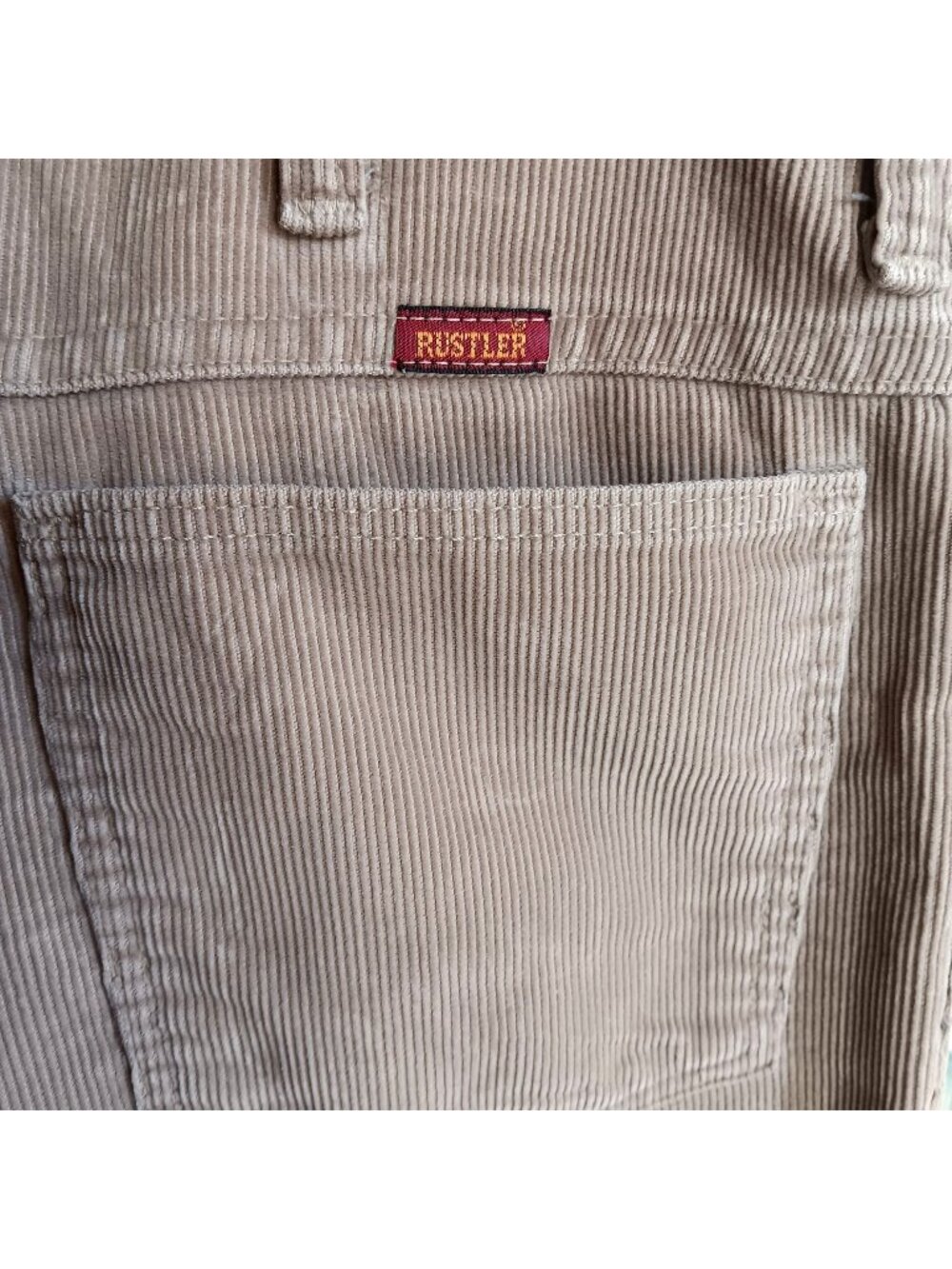 True Vintage Bootcut Jeans Corduroy 33x28 Fit 80's Rustler Western Tan Cowboy